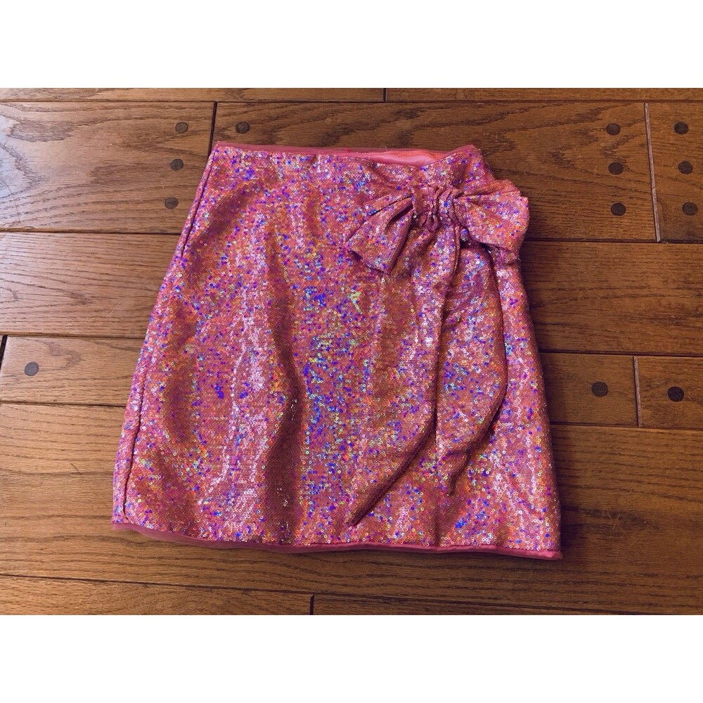 Lola and The Boys Girls 14 Pink Sequin Bow Party Barbie Girly Mini Skirt